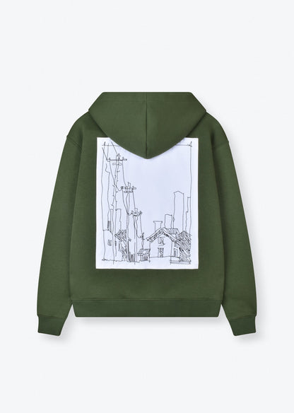 PRINTED PATCH BOXYFIT HOODIE