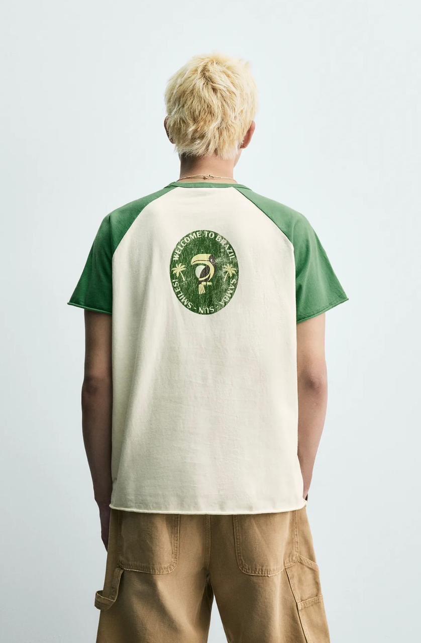 T-SHIRT COLOR BLOCK IMPRIMÉ BRÉSIL