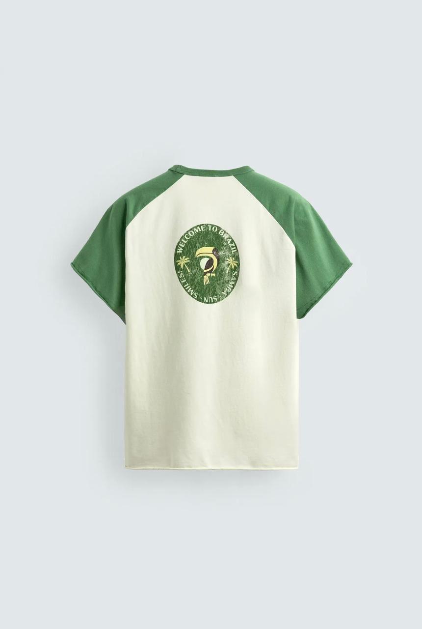 T-SHIRT COLOR BLOCK IMPRIMÉ BRÉSIL