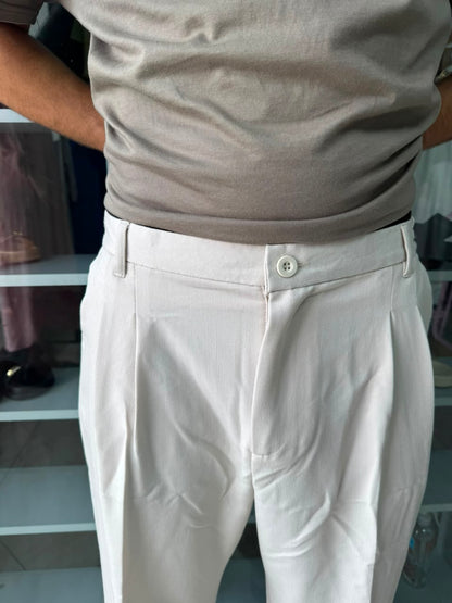 PLEATED WIDE LEG TROUSERS