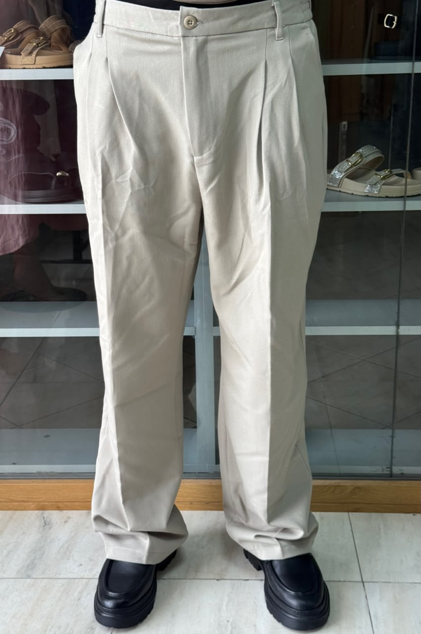 PLEATED WIDE LEG TROUSERS