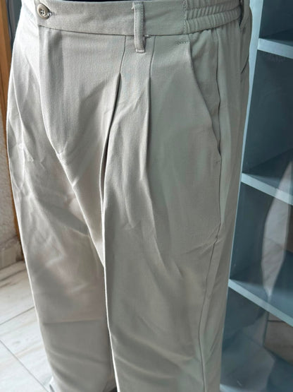 PLEATED WIDE LEG TROUSERS