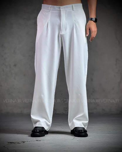 PLEATED WIDE LEG TROUSERS