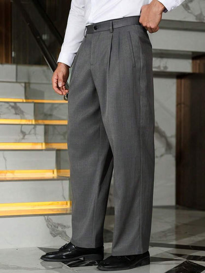 PLEATED WIDE LEG TROUSERS