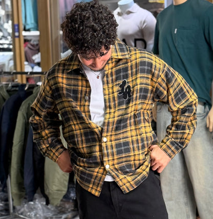 Monochrome Plaid Snap Overshirt