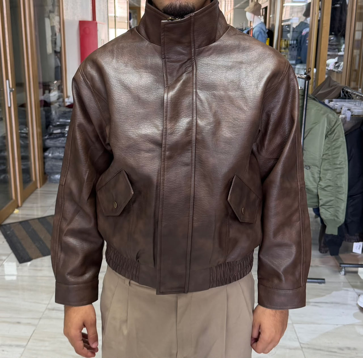 CLASSIC LEATHER ZIP BOMBER