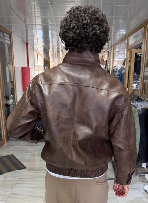 CLASSIC LEATHER ZIP BOMBER