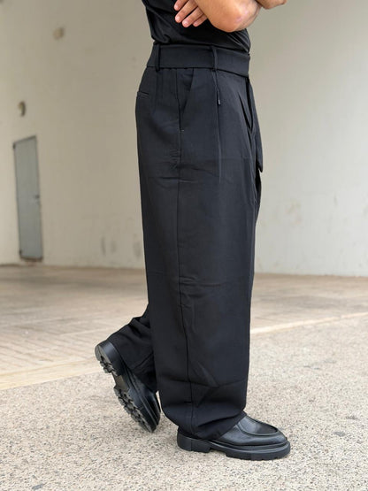 BLACK TROUSERS WIDE LEG