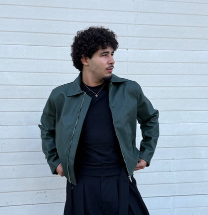 Leather Zip-Up Biker Jacket
