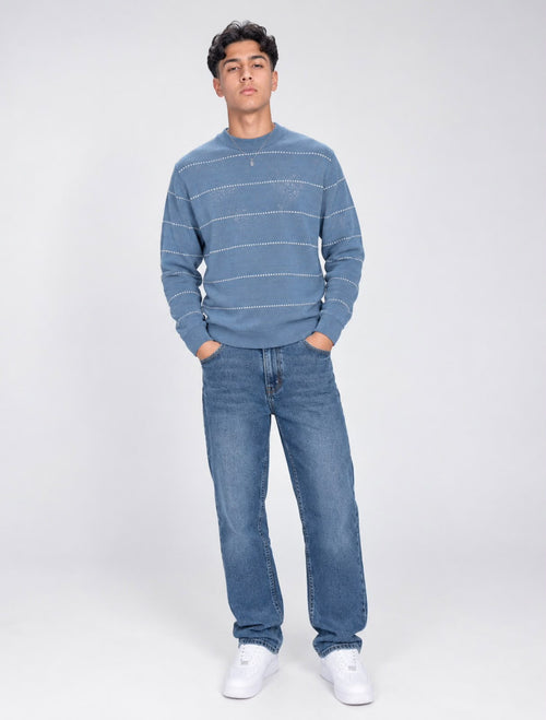 STRIPED SWEATER & RELAXED JWANS SET